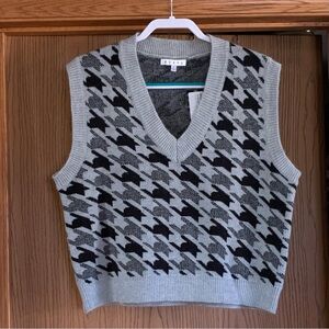 Gray and Black Houndstooth Sweater Vest